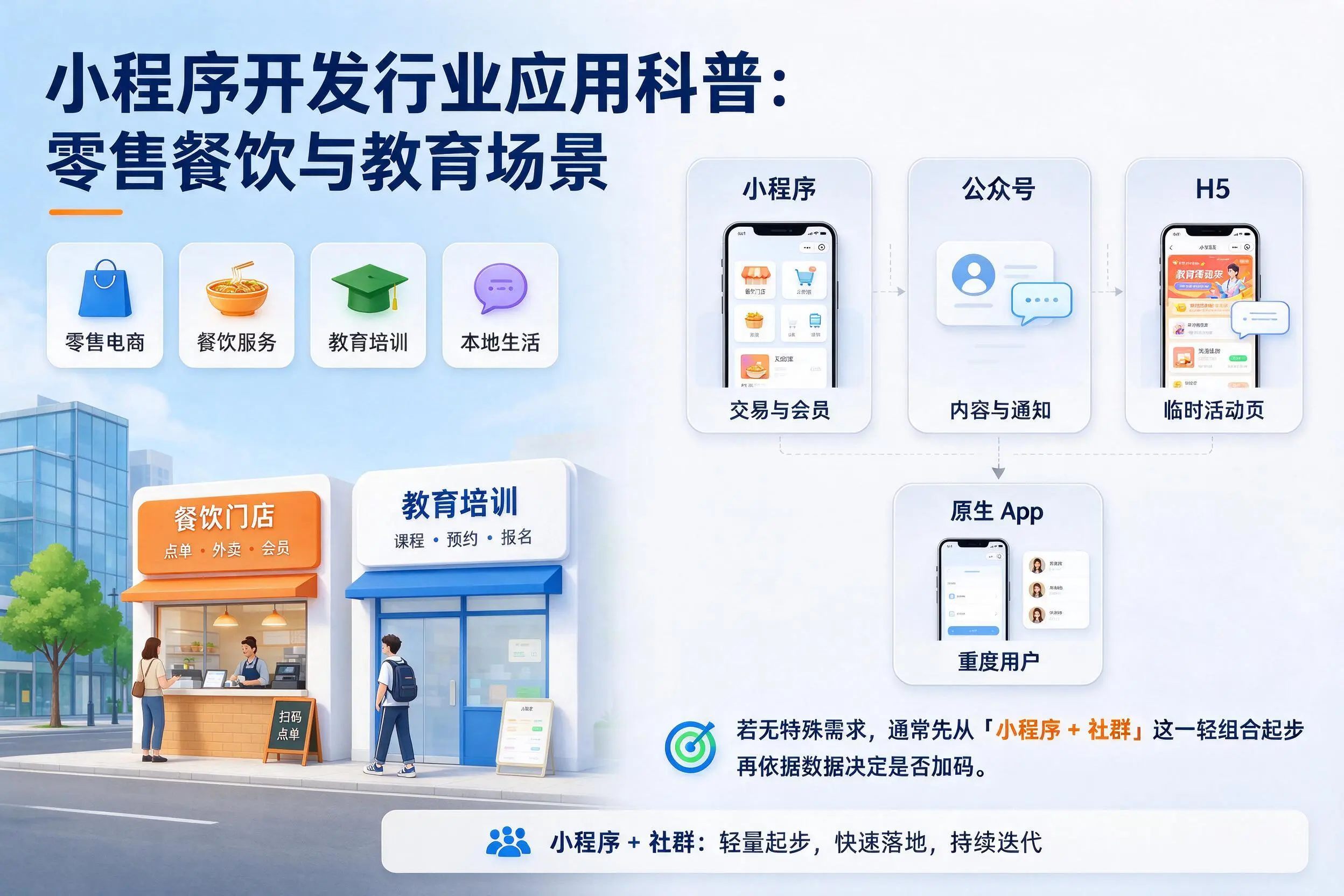 珠海小程序开发行业应用科普:零售餐饮与教育场景