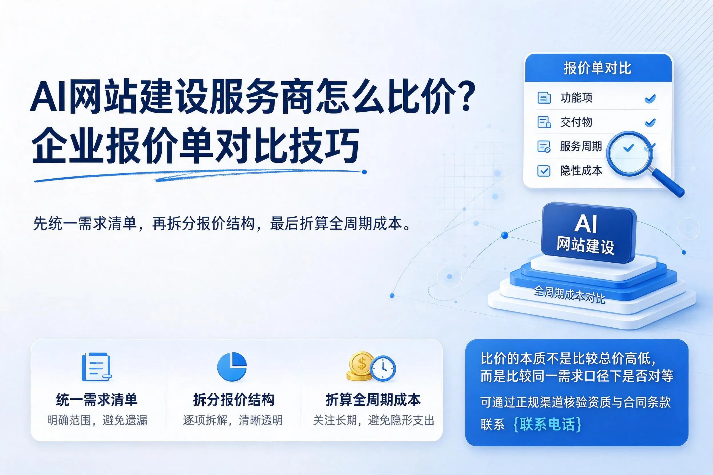 AI网站建设服务商怎么比价?珠海企业报价单对比技巧