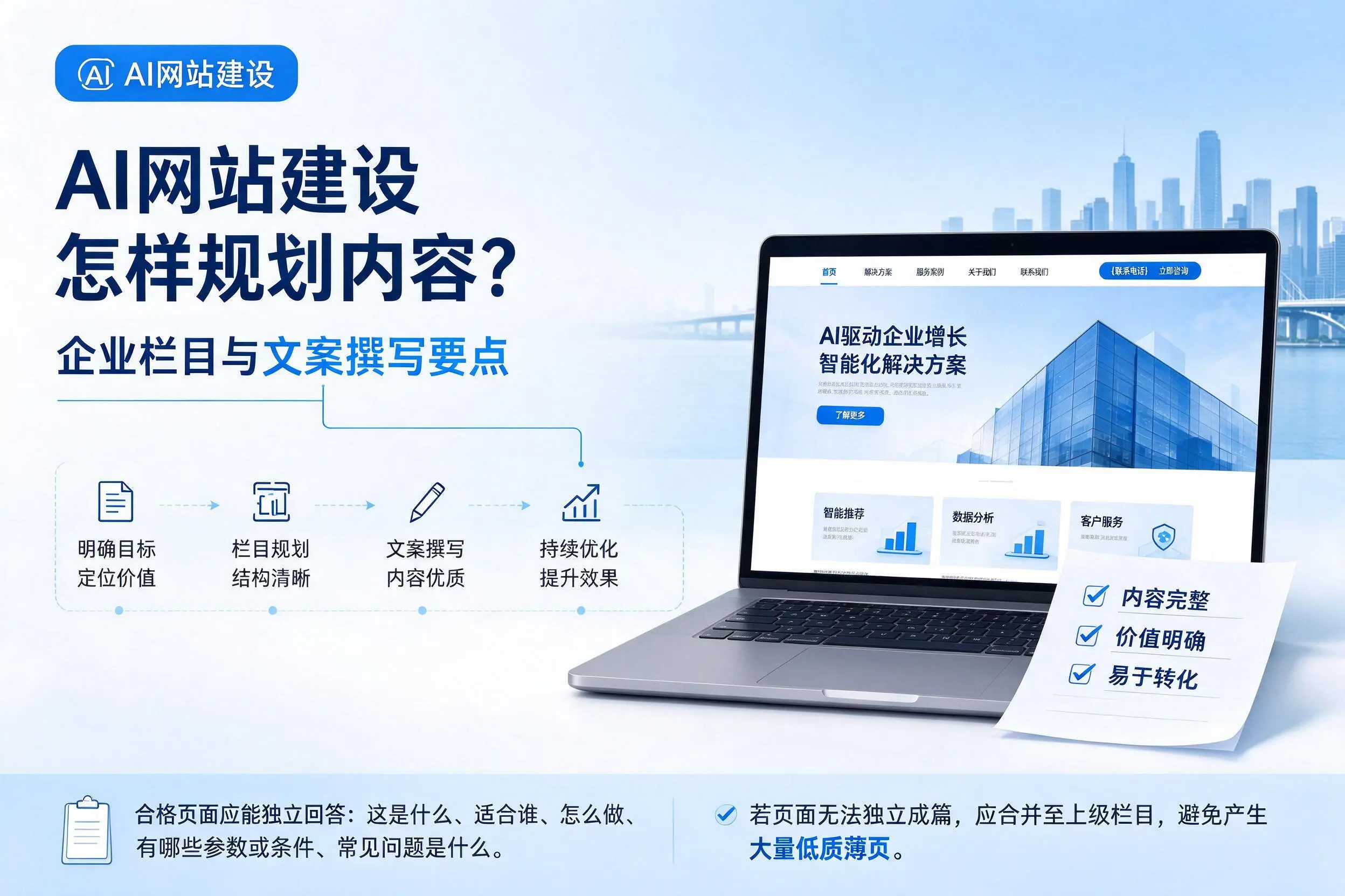 AI网站建设怎样规划内容？珠海企业栏目与文案撰写要点