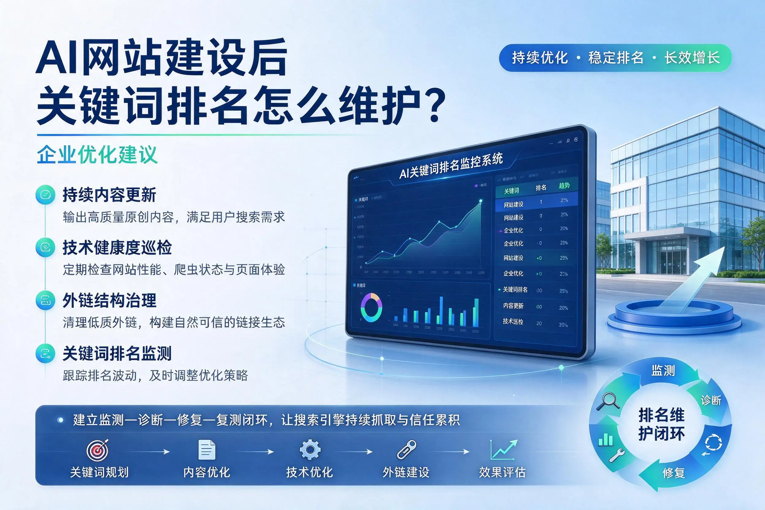 AI网站建设后关键词排名怎么维护?珠海企业优化建议